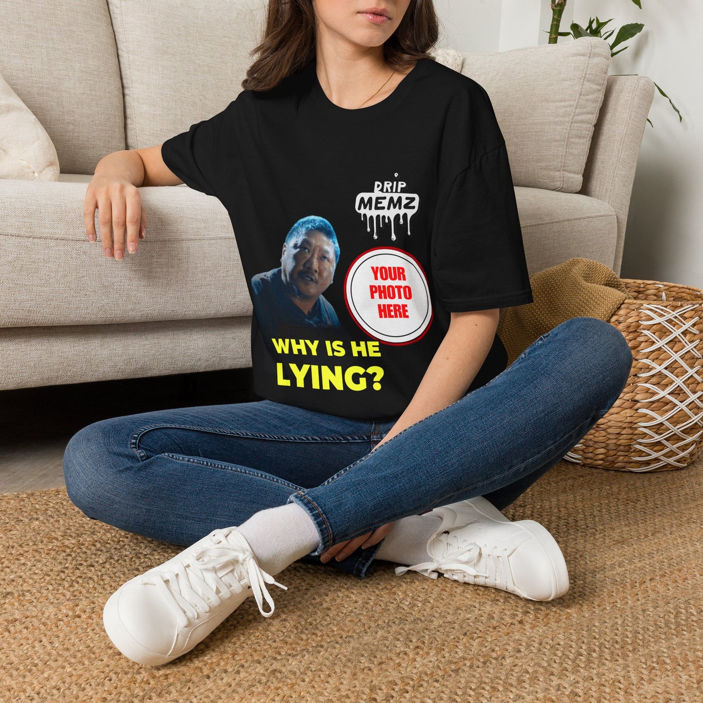 Why Is Lying? Meme T-Shirt — Custom Photo Funny Viral Graphic Tee