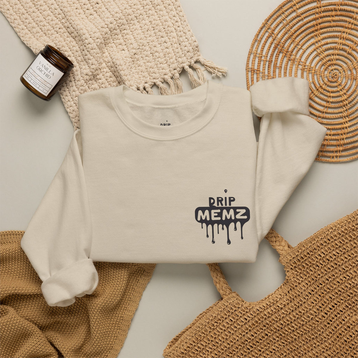 Drip Memz “ESSENTIALS — FEAR OF JOB” Signature Crewneck Sweatshirt | Premium Unisex Pullover