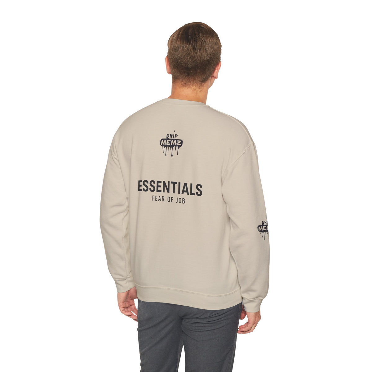 Drip Memz “ESSENTIALS — FEAR OF JOB” Signature Crewneck Sweatshirt | Premium Unisex Pullover