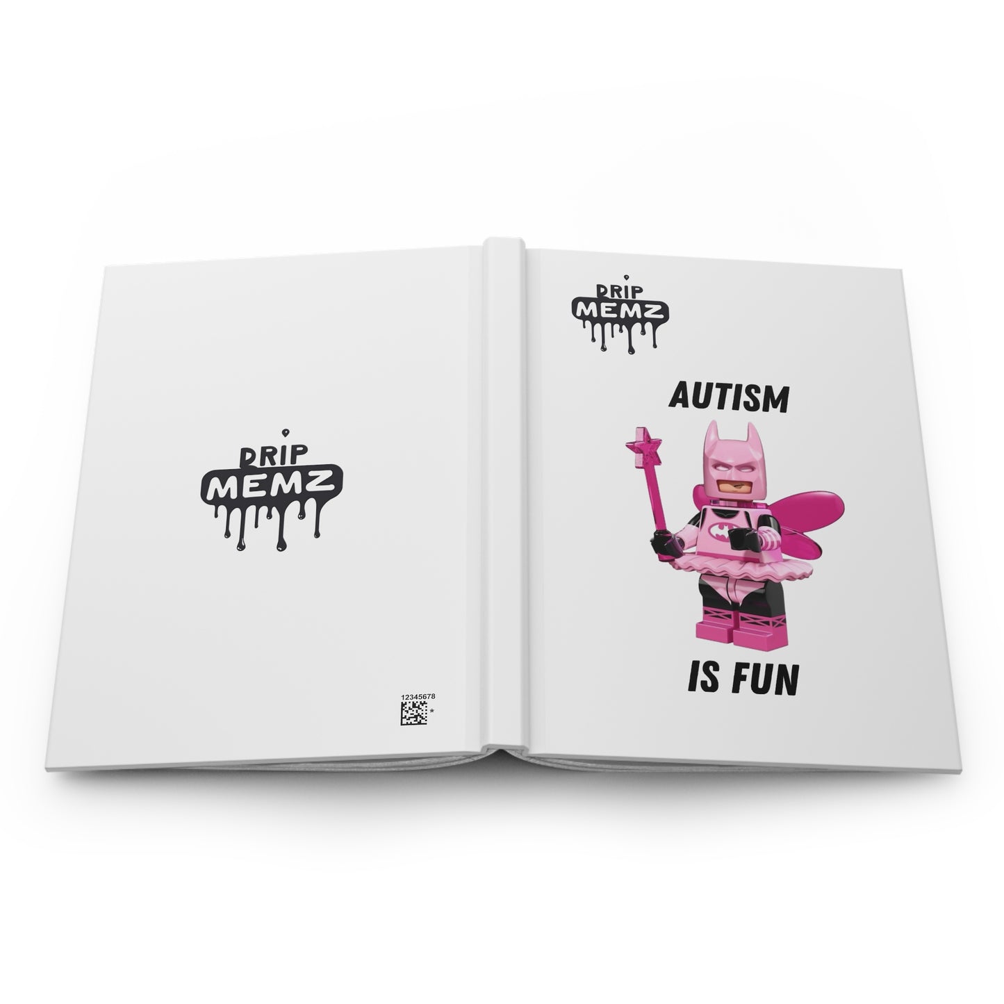 Hardcover Journal — "Autism Is Fun" Pink Superhero Figure Notebook